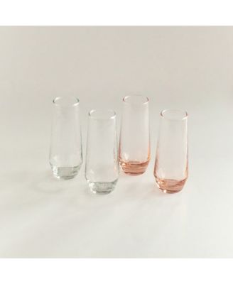 Handblown Hammered Champagne Flutes, Set of 4