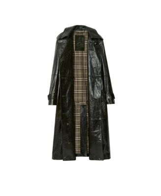 Long Embossed Leather Trench Coat