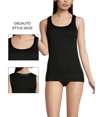 Cotton Scoop Neck Tank Top with Satin Trim