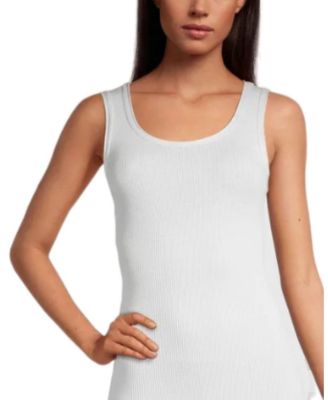 Ribbed Wool & Silk Scoop Neck Tank Top