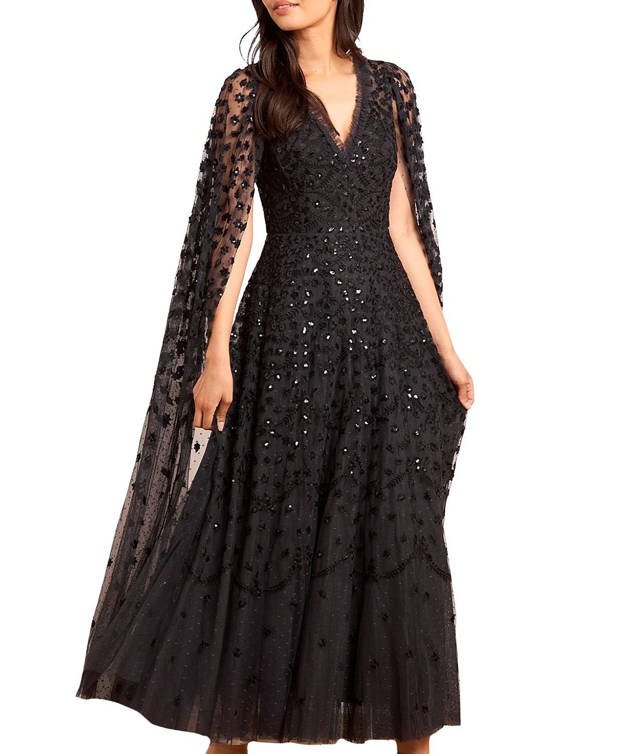 Needle & Thread Clover Cape Sleeve Ankle Gown