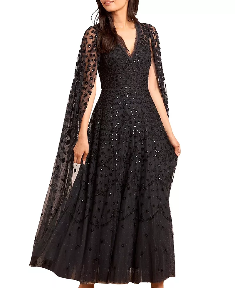 Needle & Thread Clover Cape Sleeve Ankle Gown