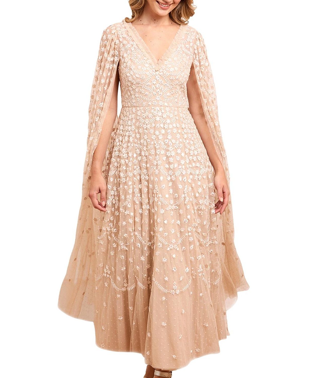 Needle & Thread Clover Cape Sleeve Ankle Gown
