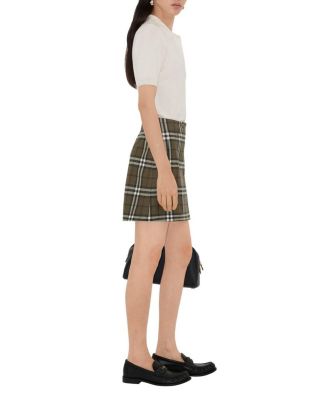  Check Bonded Wool Trench Mini Skirt