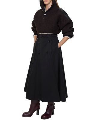  Gabardine Trench Midi Skirt