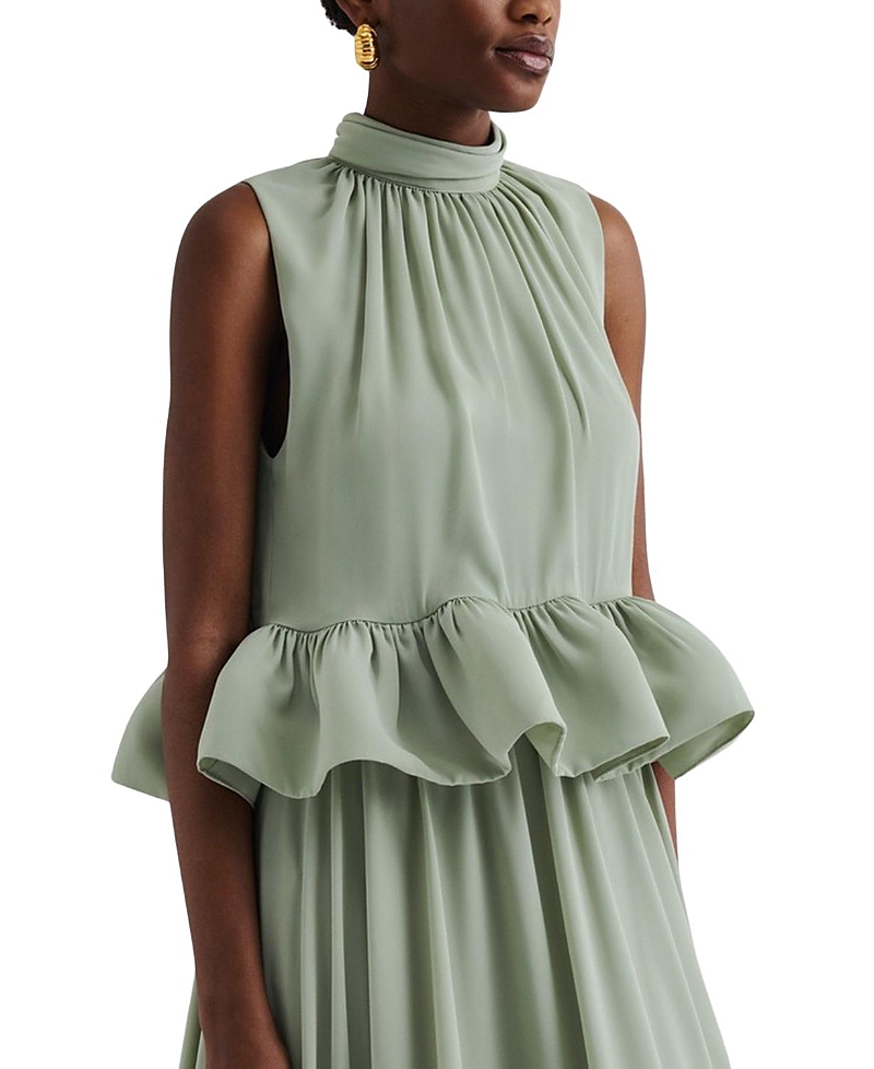 Malina Lune Halterneck Frilled Hem Blouse Top