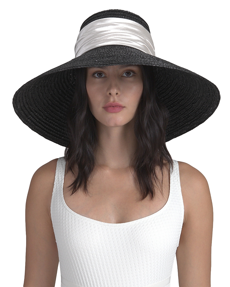 Eugenia Kim Mirabel Black Lacquered Wide Brim Straw Hat