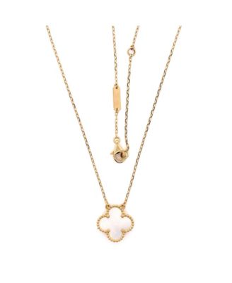 Vintage Alhambra Pendant Necklace 18K Gold and Mother of Pearl, 14.75 - 16.5"