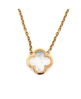 Pure Alhambra Pendant Necklace 18K Gold and Mother of Pearl, 15 - 16.75"