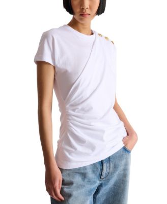  Draped T-Shirt with Buttons