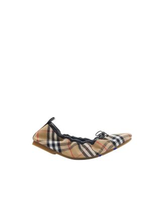  Women's Check Fawn Ballerinas
