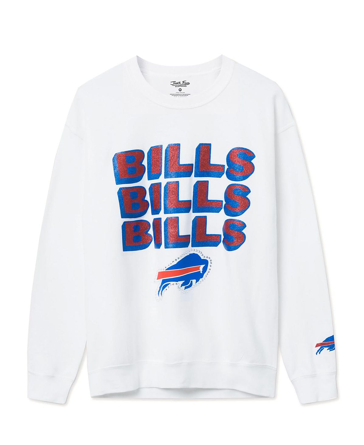 Junk Food Clothing Unisex Nfl Buffalo Bills Repeat Bling Flea Market Crew Fleece