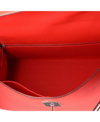 Kelly 32 Handbag Red Epsom with Palladium Hardware