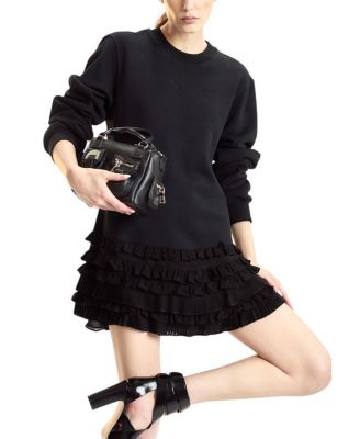 Sweatshirt Georgette Ruffle Combo Dress