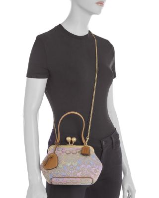 Kisslock Frame Embellished Top Handle Bag