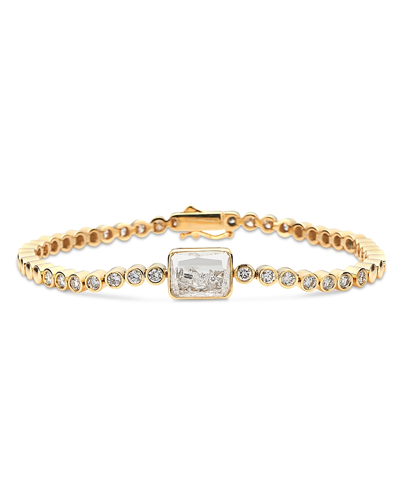 Moritz Glik 18K Yellow Gold Diamond Onda Cushion Tennis Bracelet