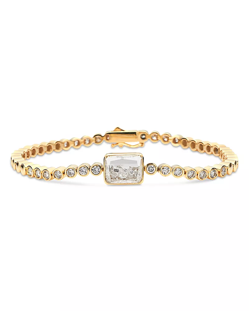 Moritz Glik 18K Yellow Gold Diamond Onda Cushion Tennis Bracelet