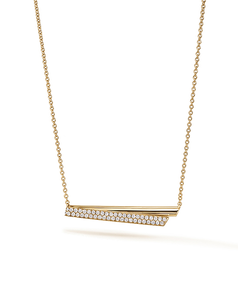 Hearts On Fire 18K Yellow Gold Inside Out Diamond Flip Bar Necklace, 16
