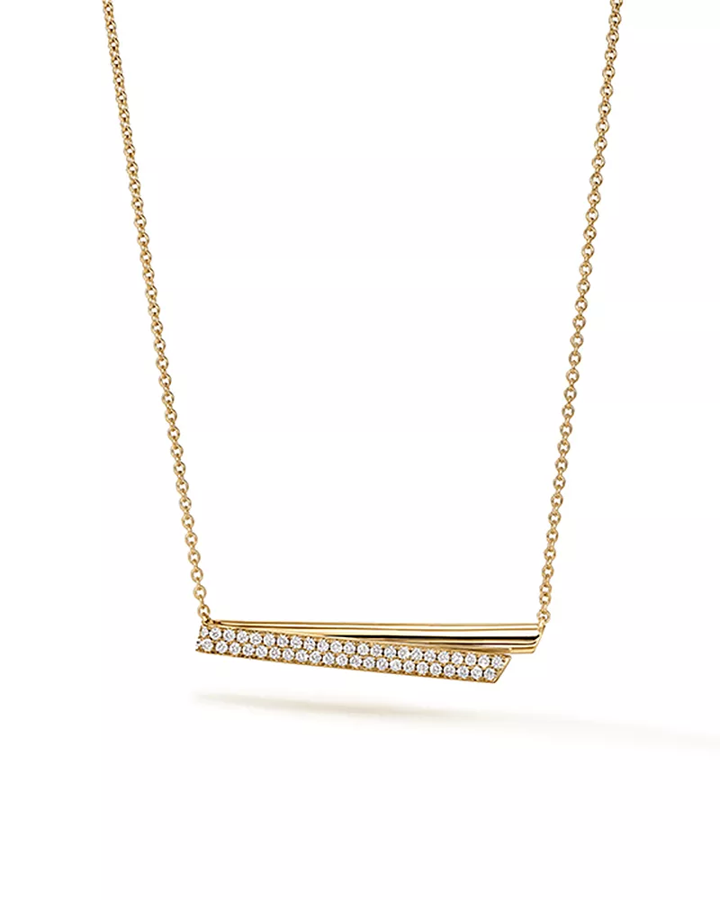 Hearts On Fire 18K Yellow Gold Inside Out Diamond Flip Bar Necklace, 16