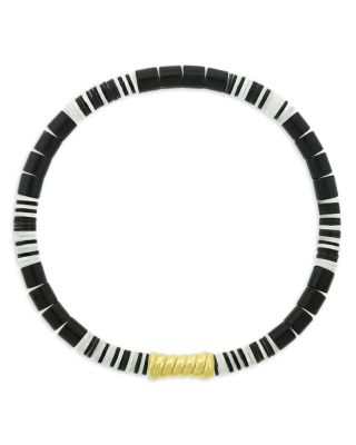 Men's 14K Yellow Gold Deeper Journey Black Agate Beaded Bracelet