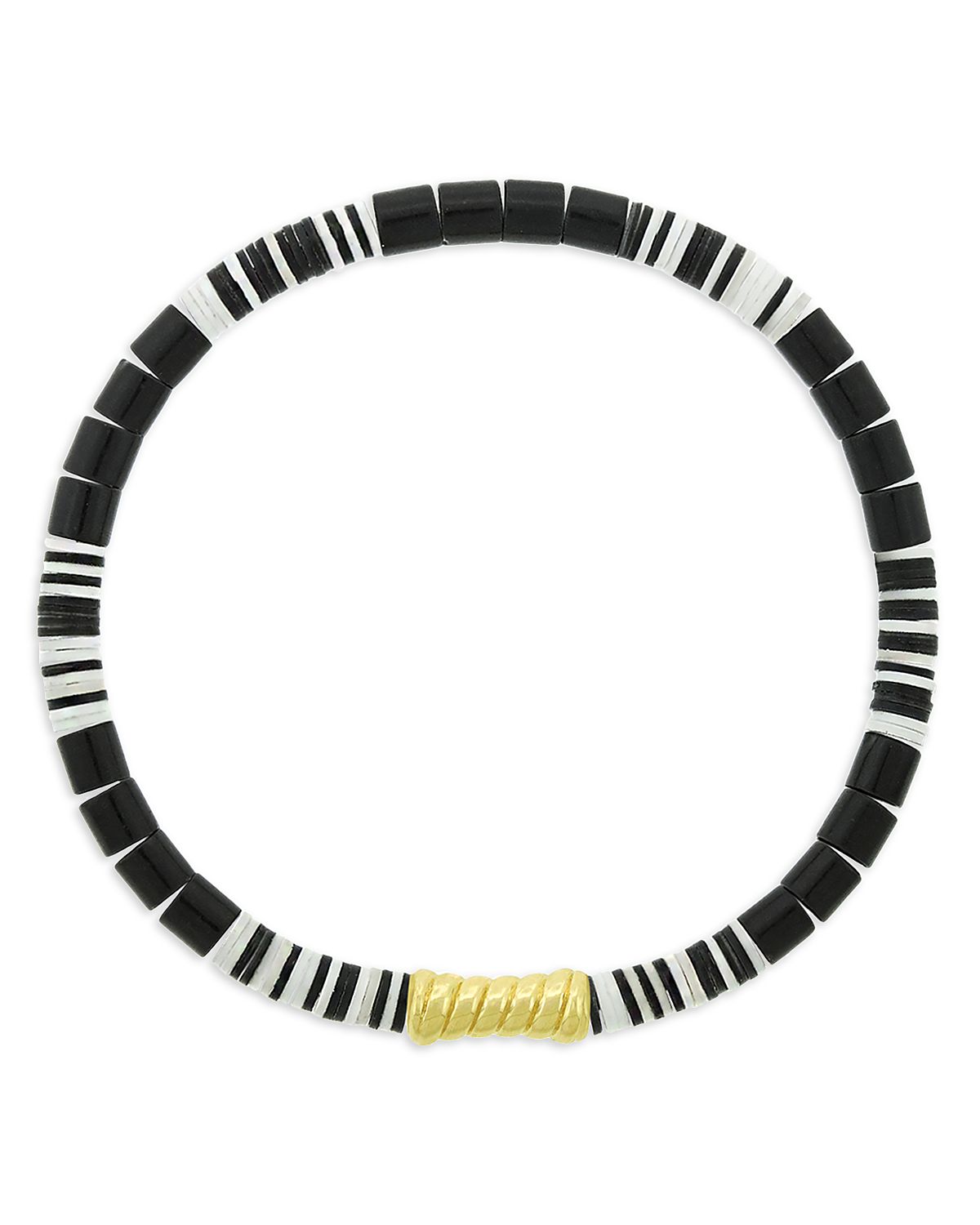 Luis Morais Men's 14K Yellow Gold Deeper Journey Black Agate Beaded Bracelet