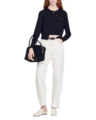 Round Neck Cropped Cardigan Sweater 