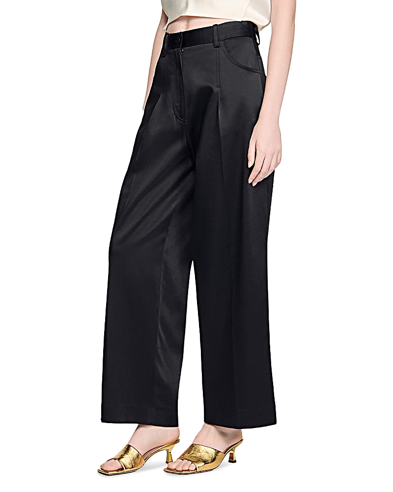 Sandro Satin Effect Wide Leg Trousers