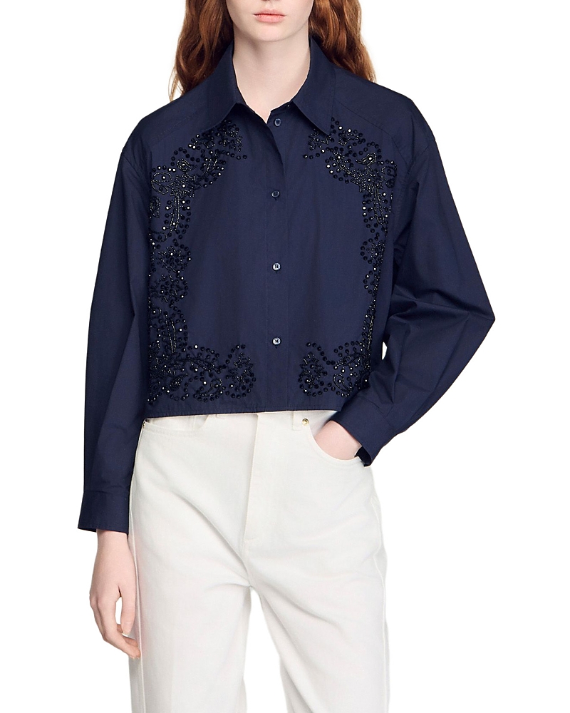 Sandro Beaded Embroidered Shirt