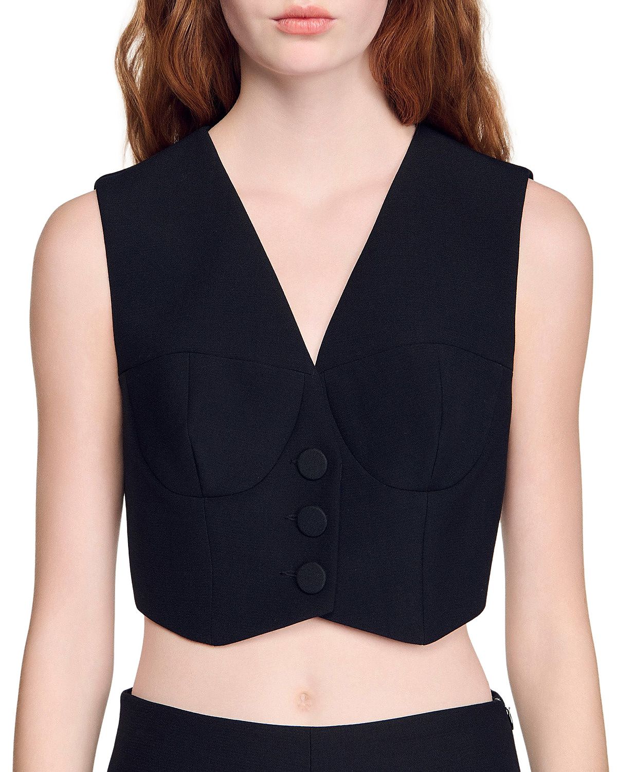 Sandro Jacket Style Crop Top