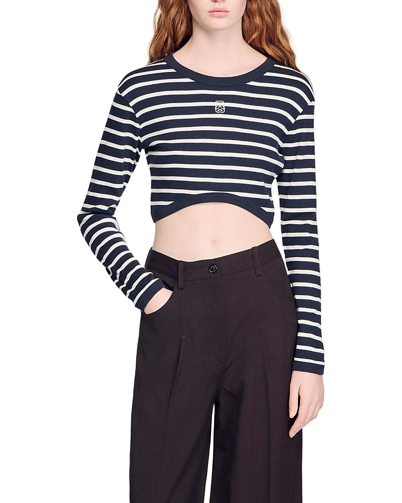 Sandro Cropped Striped Tee