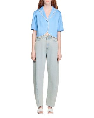 Beaded Trim Cotton Shirt 