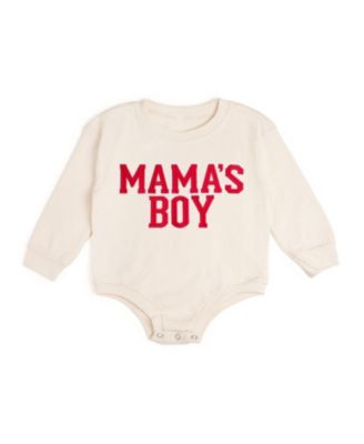 Boys' Mama's Boy Varsity Patch Valentine's Day Long Sleeve Romper - Baby