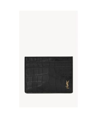 Tiny Cassandre Card Case in Crocodile-embossed Matte Leather