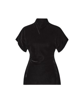 Otilia Draped Half Polo Velvet Top