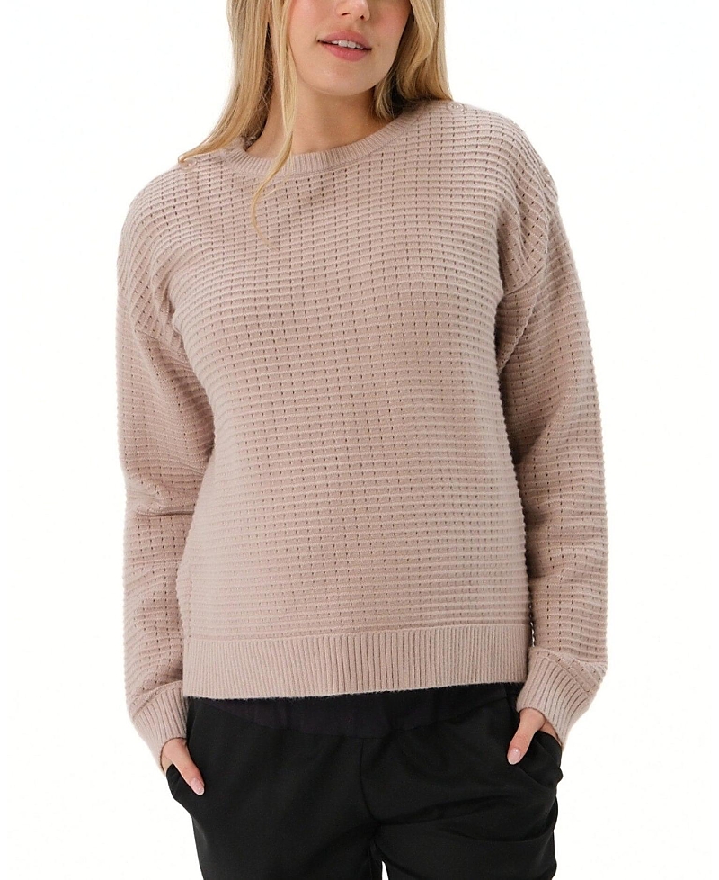 Marion Women's Button Detail and Subtle Thumbhole Feature Maternity & Nursing Sweater