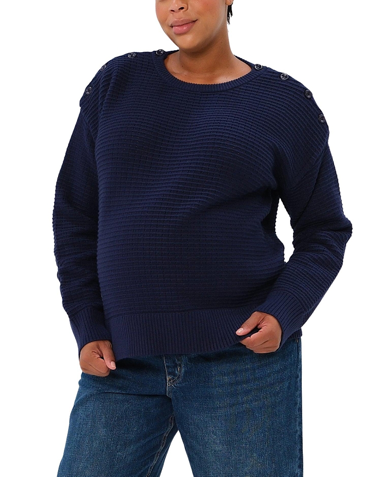 Marion Women's Button Detail and Subtle Thumbhole Feature Maternity & Nursing Sweater