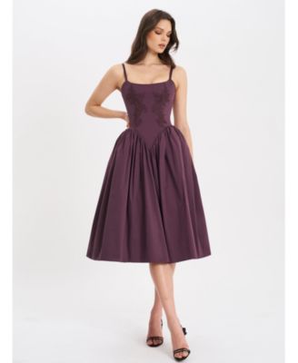 Oakleigh Cotton Lace-up Back Midi Dress