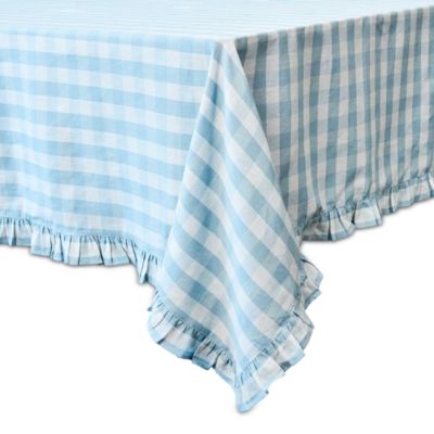 Gingham Ruffle Tablecloth, 60" x 120"