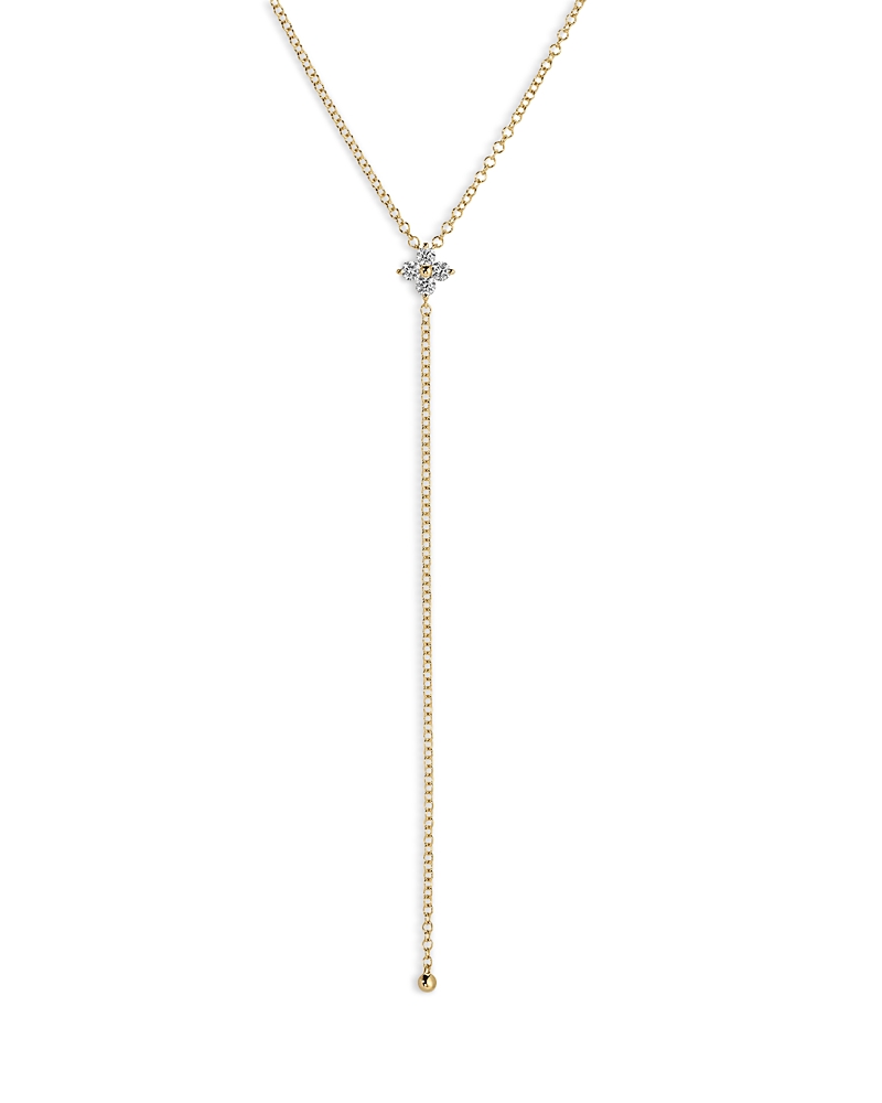 Ef Collection 14K Yellow Gold Diamond Fleur Lariat Necklace, 18