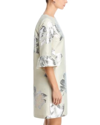 Ruffled Cuff Metallic Dress