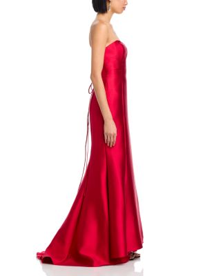 Mikado Lace Up Back Strapless Gown - Exclusive