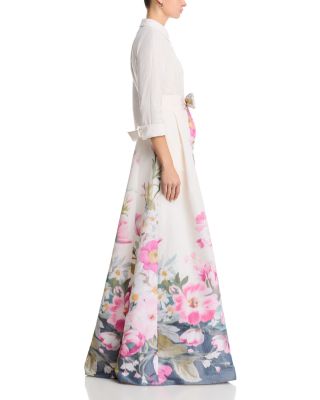 Taffeta Collared Gown