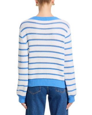 Teddy Knit Open Stripe Boat Neck Sweater