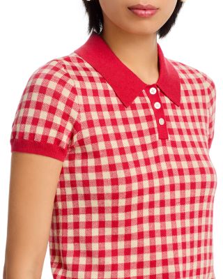 Gingham Shrunken Polo Sweater