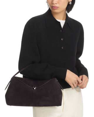 T-Lock Suede Convertible Top Handle Bag in Tobacco