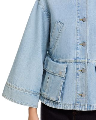 Collarless Trapeze Denim Jacket