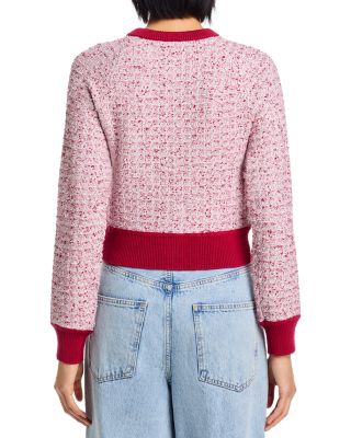 Boucl&eacute; Tweed Crewneck Raglan Sleeve Cardigan