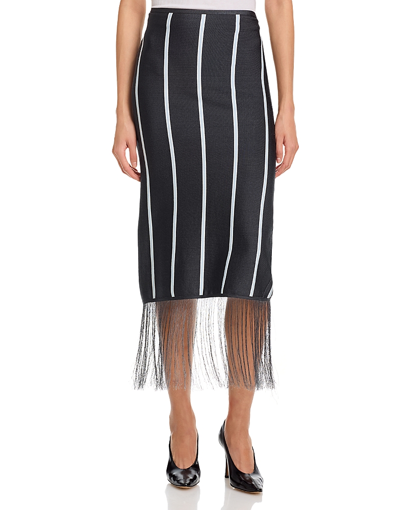 3.1 Phillip Lim Striped Fringe Trim Midi Skirt