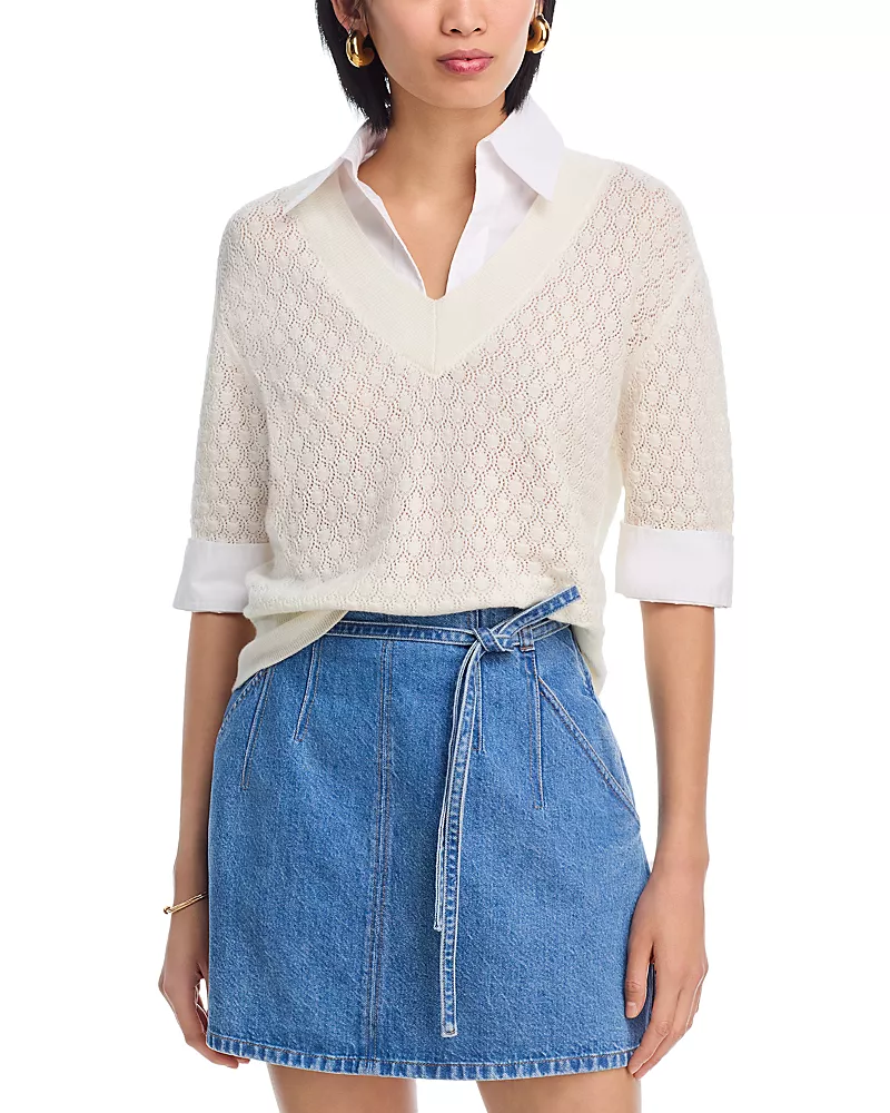 Tanya Taylor Esme Pointelle Knit Top