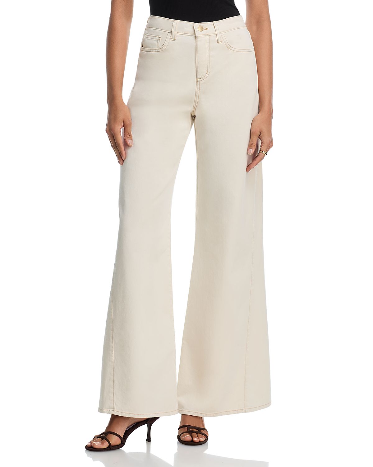 L'Agence Beau High Rise T Seam Wide Leg Jeans